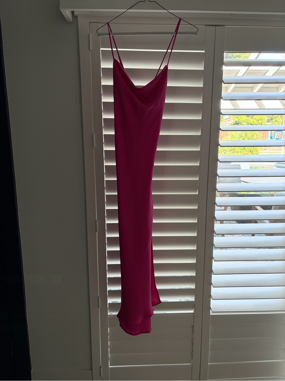 Astr Silk Slip Maxi Dress in Fuchsia Pink